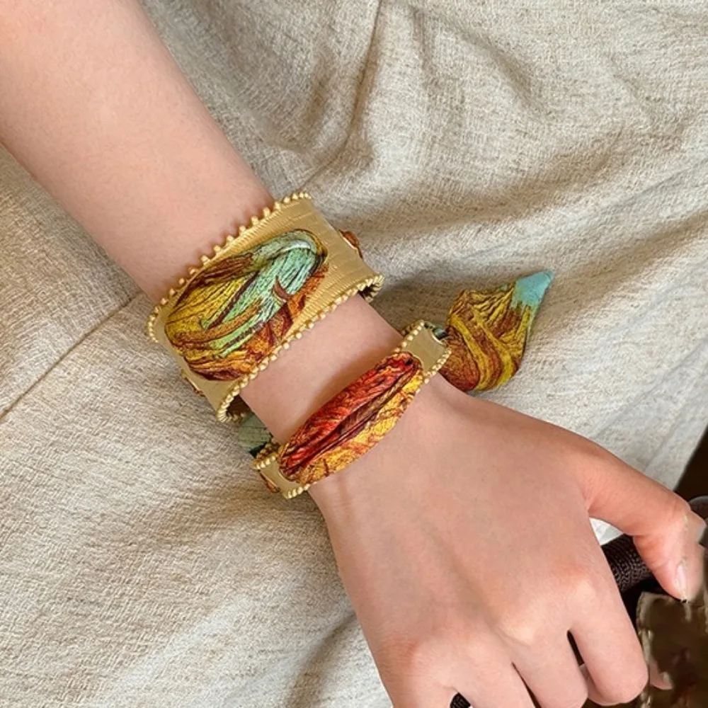 

Hand Ring Scarf Opening Bangles Lace Up National Style Handkerchief Bracelets Jewelry Accessories Hollow Bohemian Bangles Travel