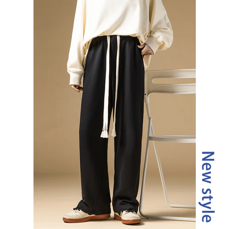 

Мужские осенние тонкие прямые повседневные брюки свободного кроя с широкими штанинами в уличном стиле, дышащие, удобные, модные, для отдыха