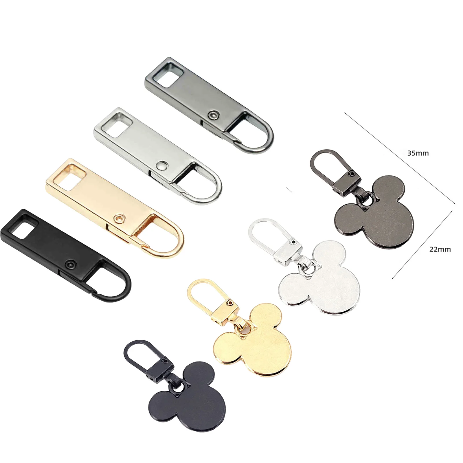 4Pack Metal Detachable Zipper Pull Tabs Multi Color Replacement Zipper Sliders for Jeans Backpacks Jackets Bags Sewing Tools Kit