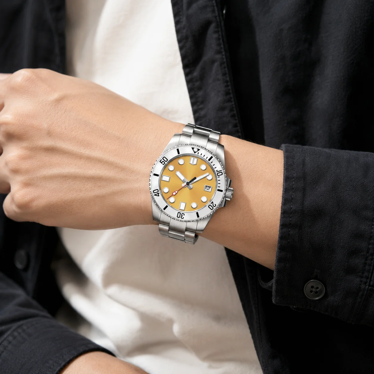 CUSTOM Logo 40mm Men's Automatic Mechanical Watch Stainless Steel Luminous Date Sports Casual Luxury Watch Gift for Men Sapphire view 6