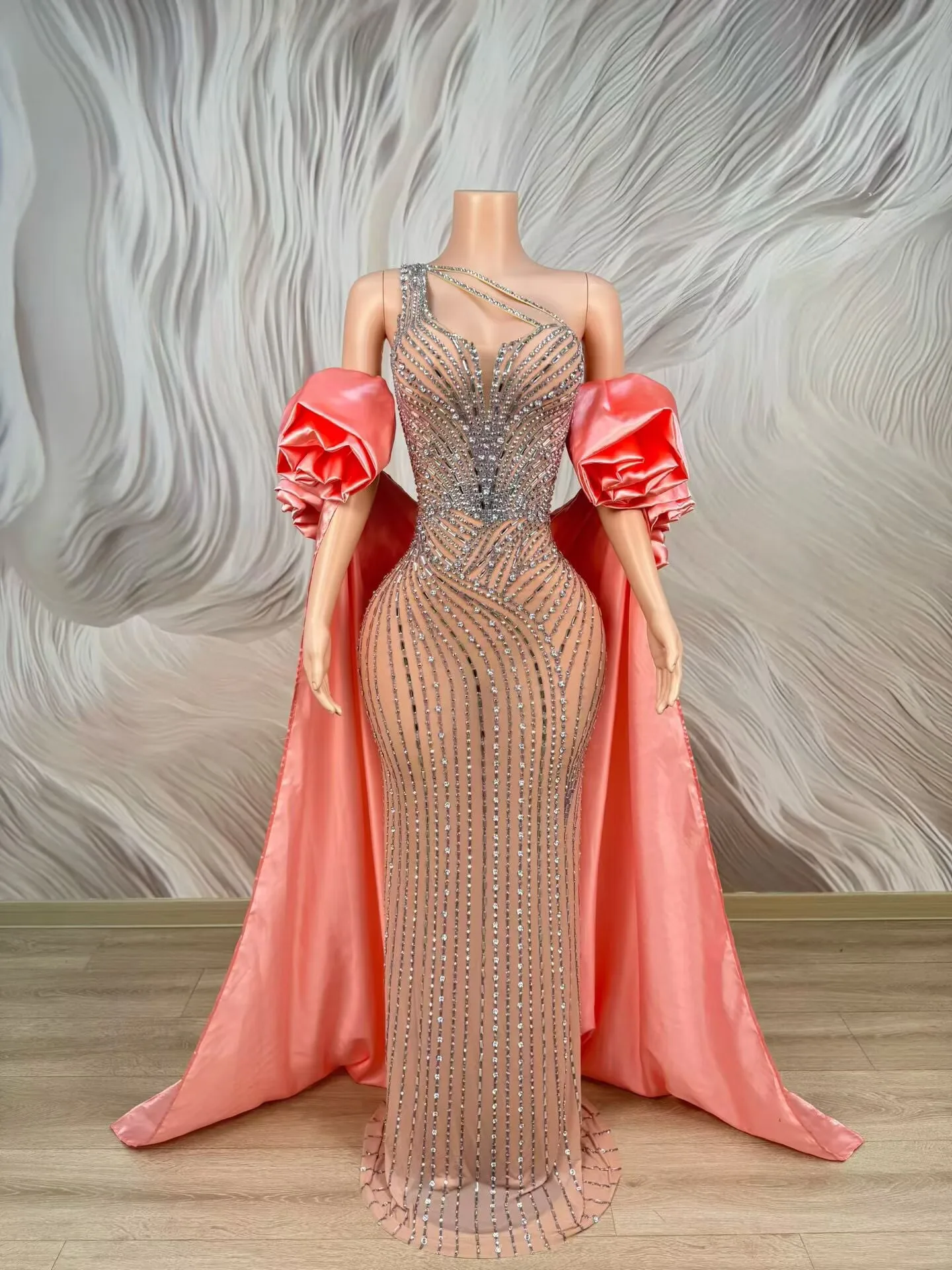 Luxury Drag Queen Performer Wear Women Sparkly Rhinestone Dance Dress Red Carpet Elegant Evening Gown Photo Shoot Stage Wear view 5