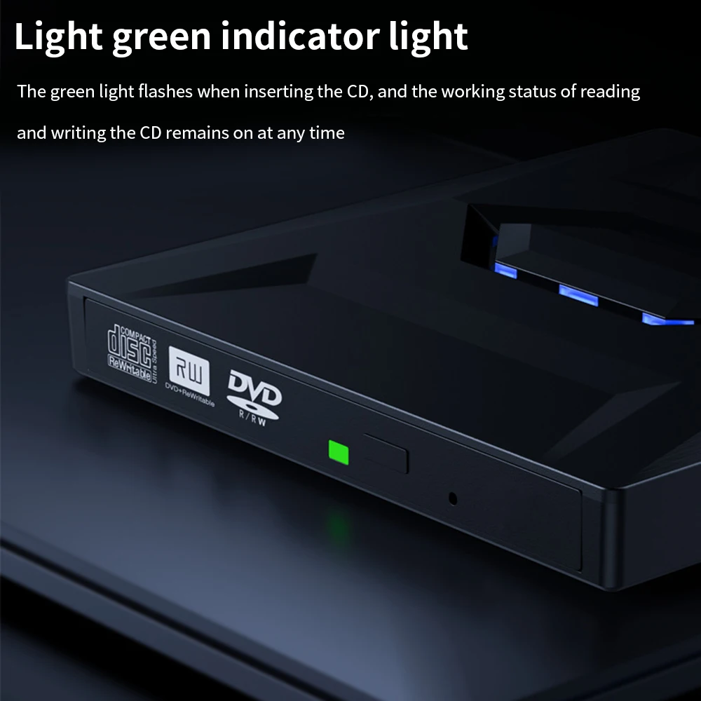 TISHRIC External DVD CD Drive USB 3.0 Type C TF SD Card Reader CD DVD RW Rom Writer Burner Optical Player For Computer Laptop