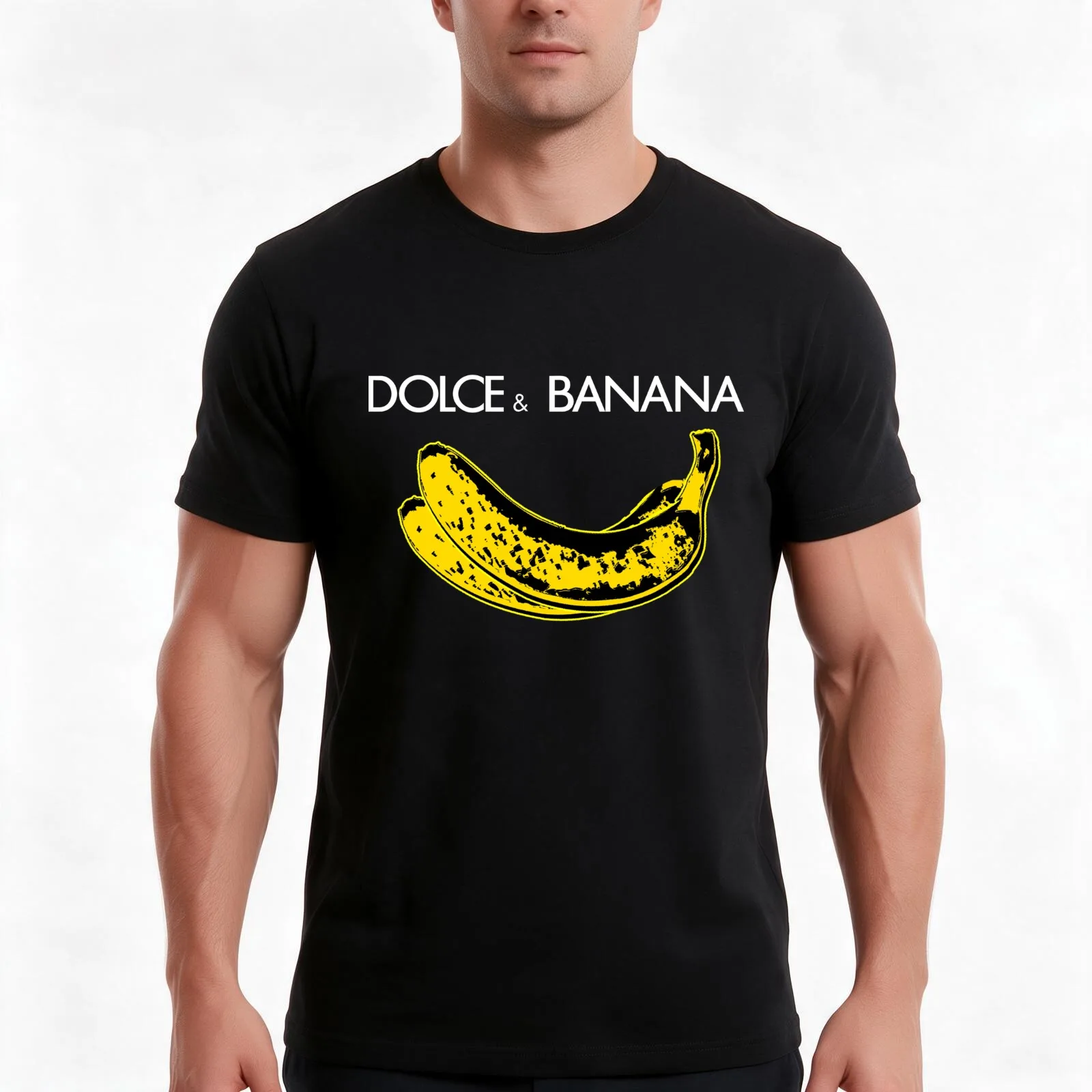 Dolce & Banana - Bananas Lovers Fruitarians Vegan FashionTee / Sticker T-Shirt, Summer Casual Cotton Tee, Vintage Graphic Print