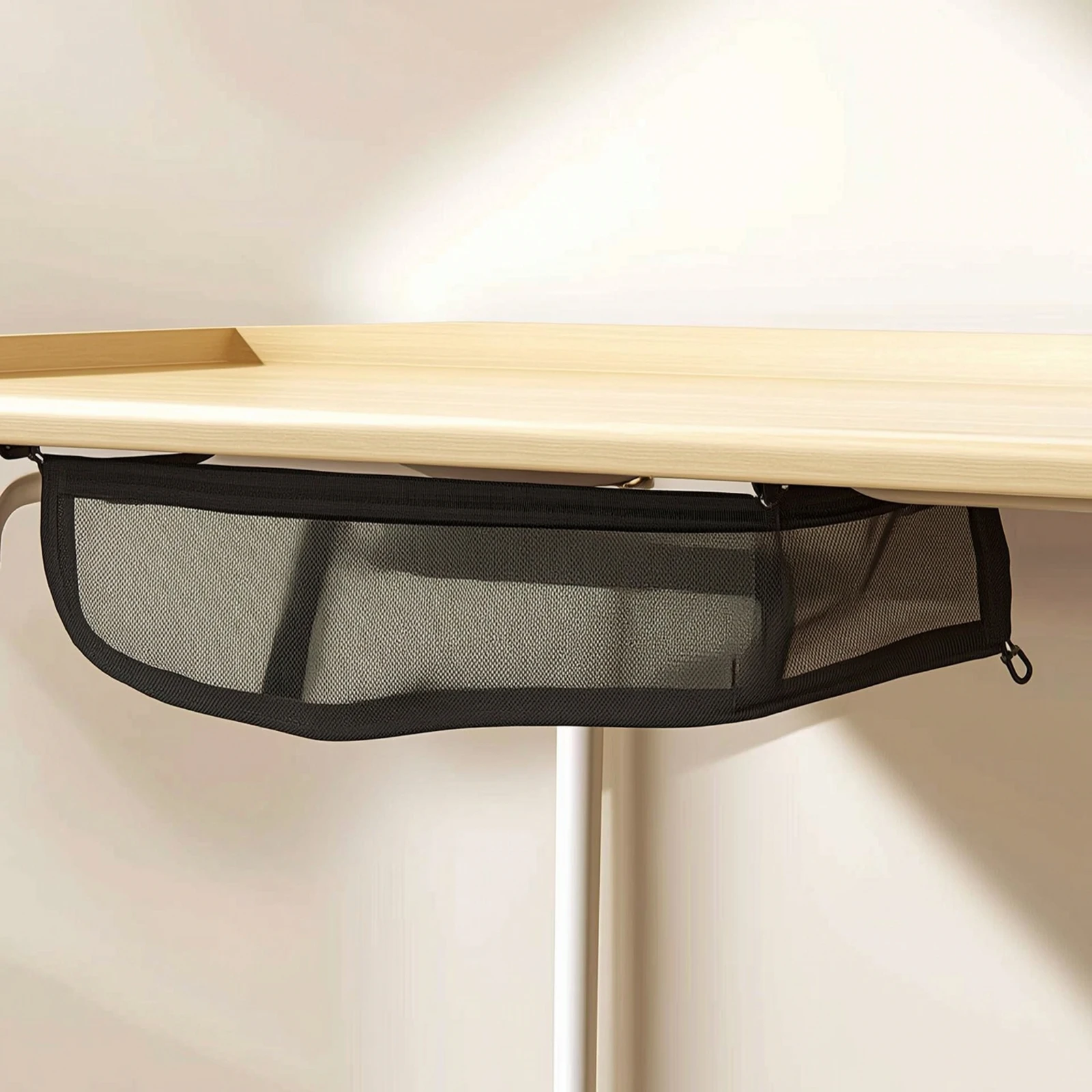 Under Desk Cable Management Net Flexible Under Desk Cable Net Wire Hider Screw-Mount Easy to Install for Telecommuting Workers