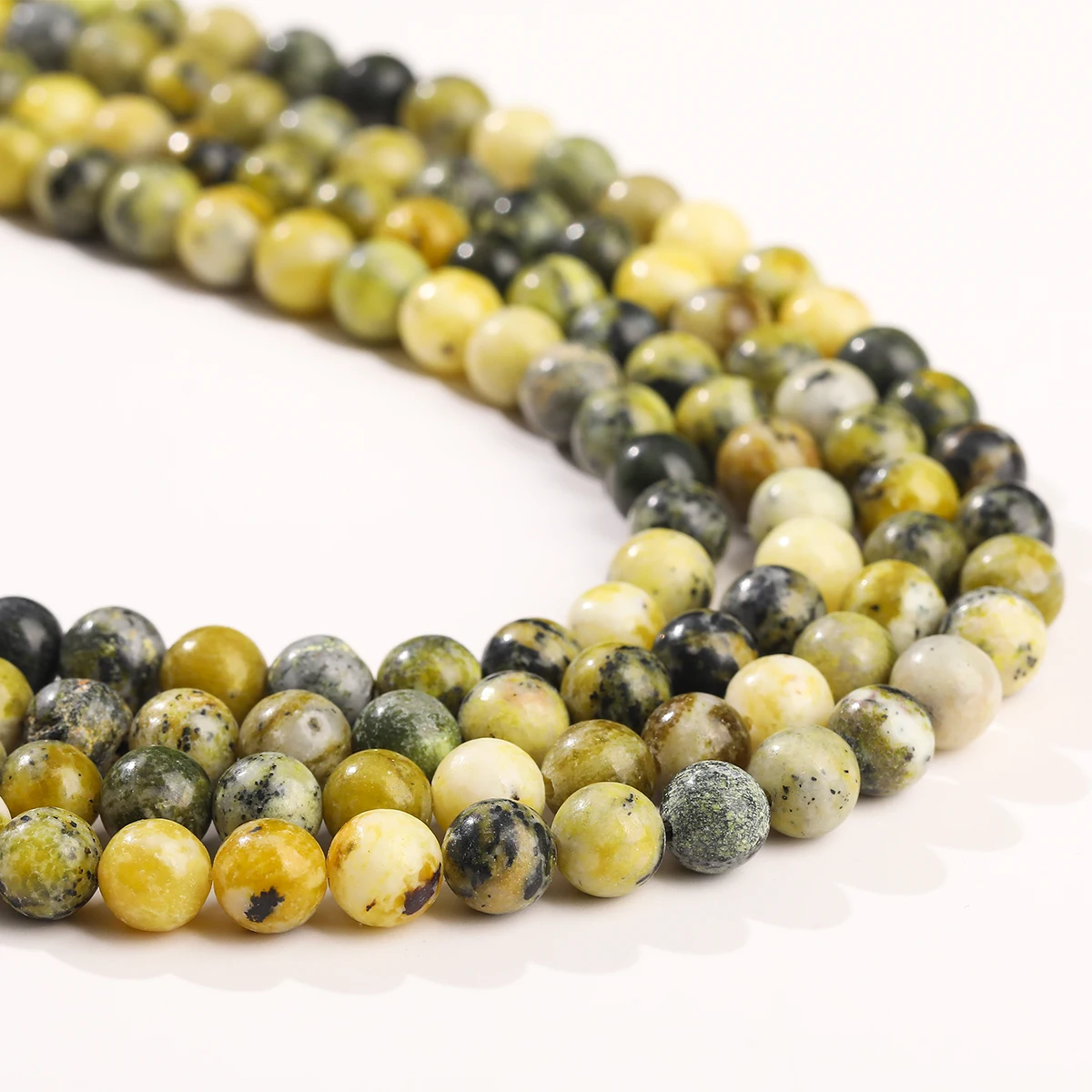 Natural Stone Yellow Grass Turquoise Bead Round Loose Spacer Bead for Jewelry Making DIY Bracelet Necklace Accessories Wholesale