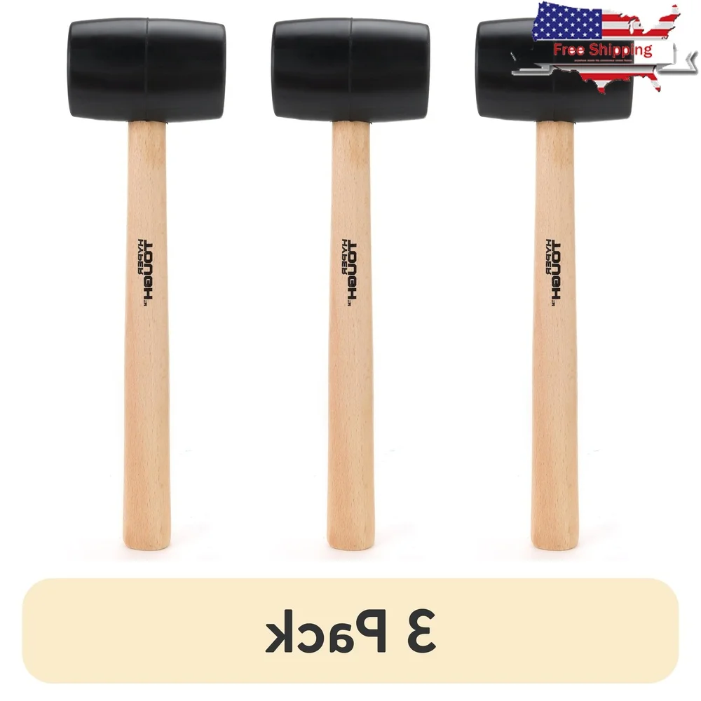 

3 Pack 16oz Rubber Mallet with Wood Handle Ergonomic Design Durable Lightweight Hammer Furniture Assembly Auto Parts