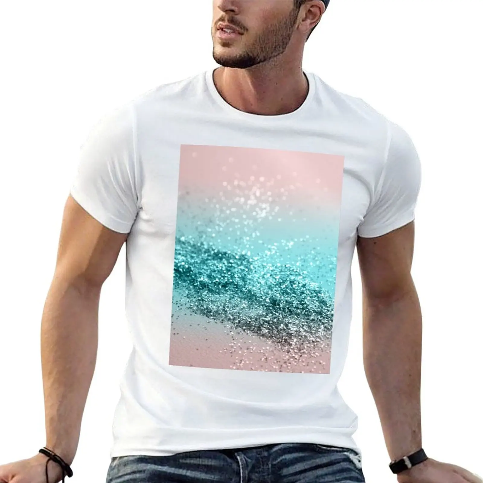 

Tropical Summer Vibes Glitter #2 (Faux Glitter) #decor #art T-Shirt funny t shirts cotton T-Shirt