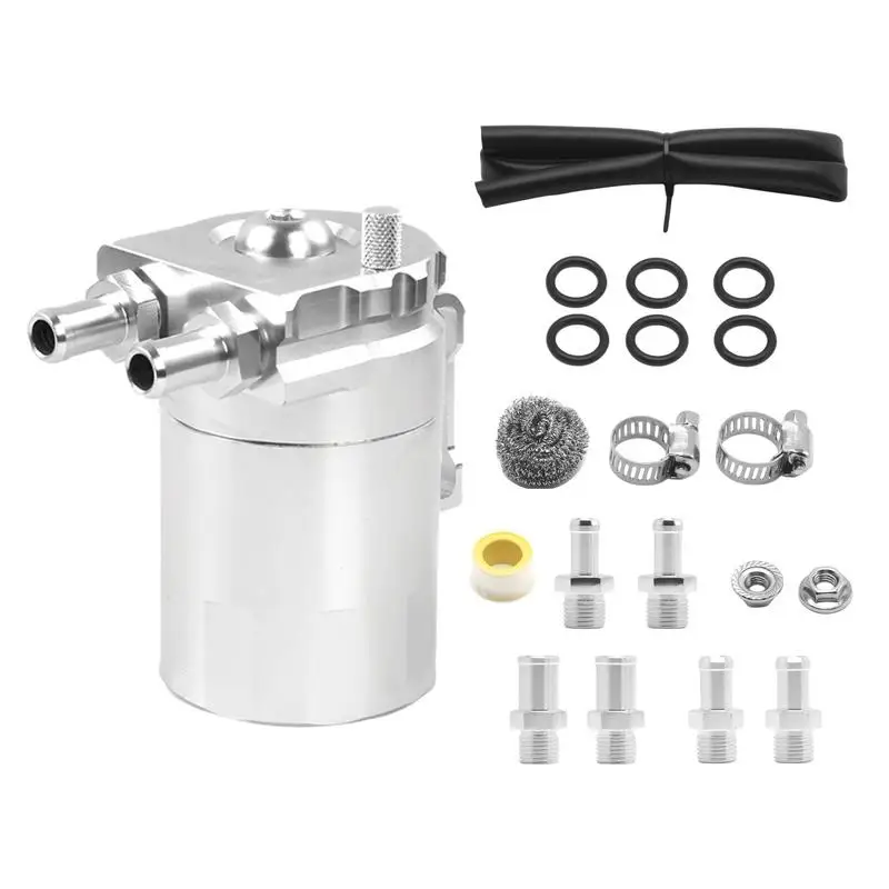 Baffled Oil Catch Can 300ml Baffled Reservoir Tank Kit With Breather Filter Aluminum Engine Air Oil Separator Car Accessories