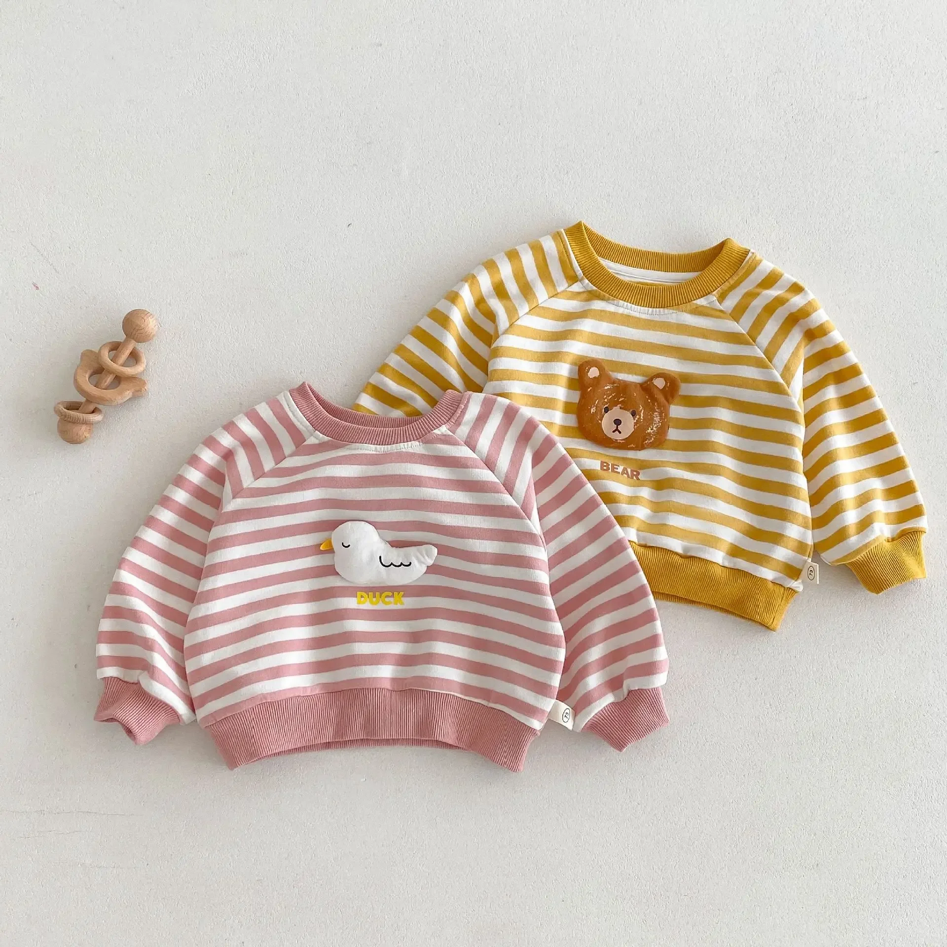 

baby striped tshirt 0-5 years old autumn Korean children's clothing super cute doll top boys spring autumn ملابس اطفال