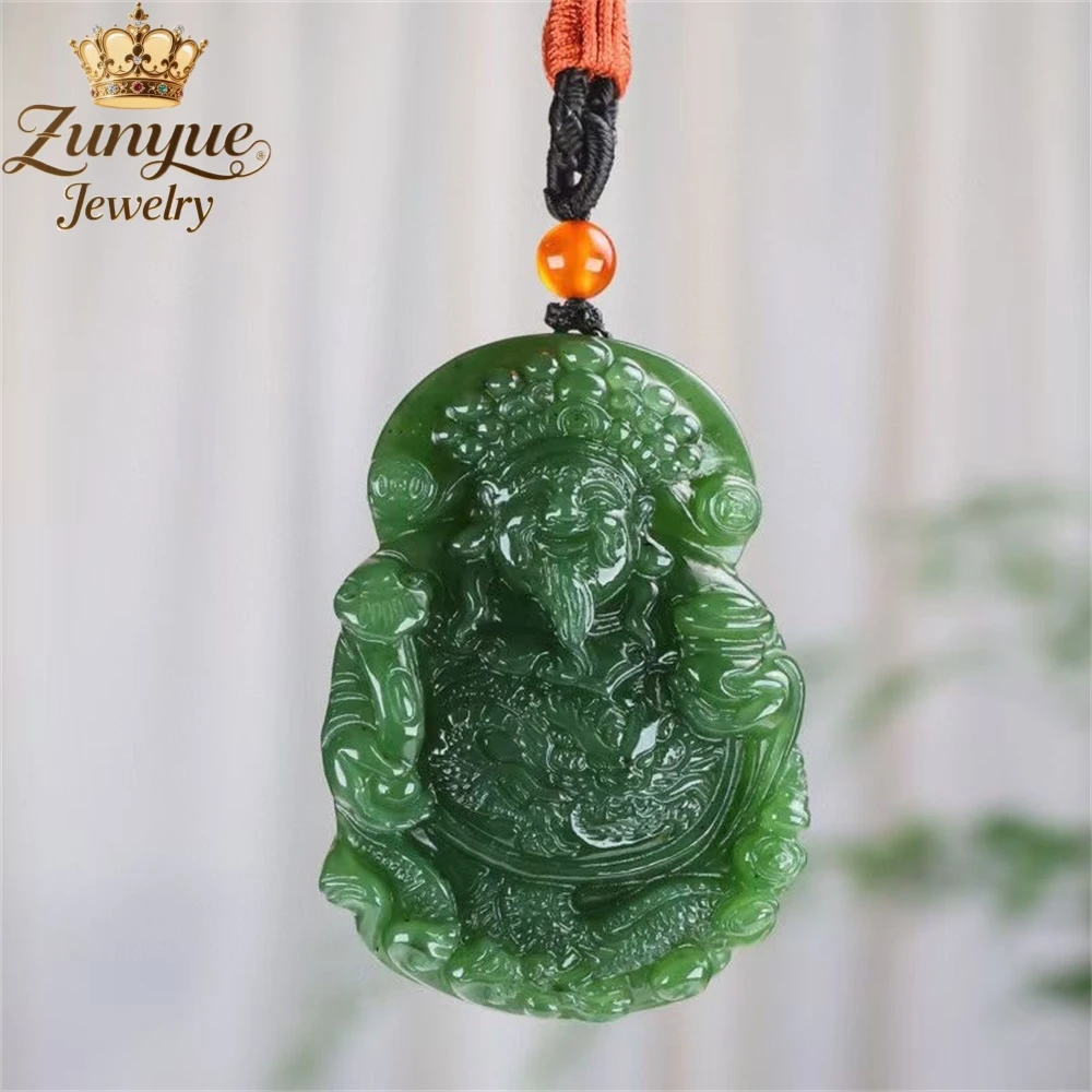 

Natural Jade Double-Sided God Of Wealth Jade Pendant Luxury Quality Jewelry Best Selling Fashion Jewelry Exquisite Charms Gift