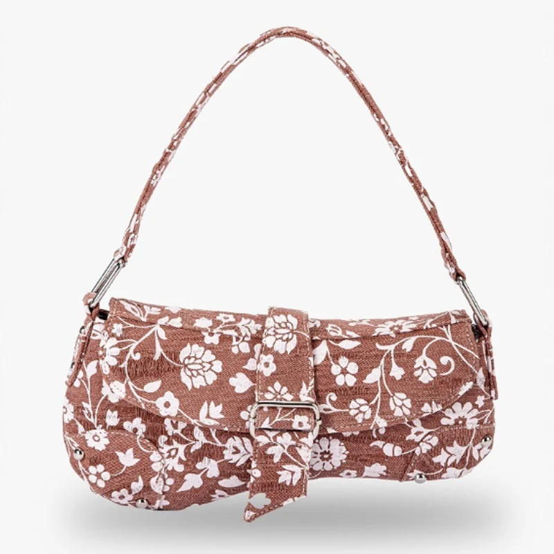 

French Underarm Tote Bags for Women's Printed Handbag Clutch Bags Female Vintage Canvas Shoulder Bags Versatile Casual