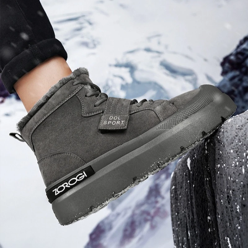 

Men Boots Winter Fashion Plush Cold-proof Snow Boots Woman Casual Outdoor Sneakers Lace Up Warm Shoes Non Slip Ankle Boots Male