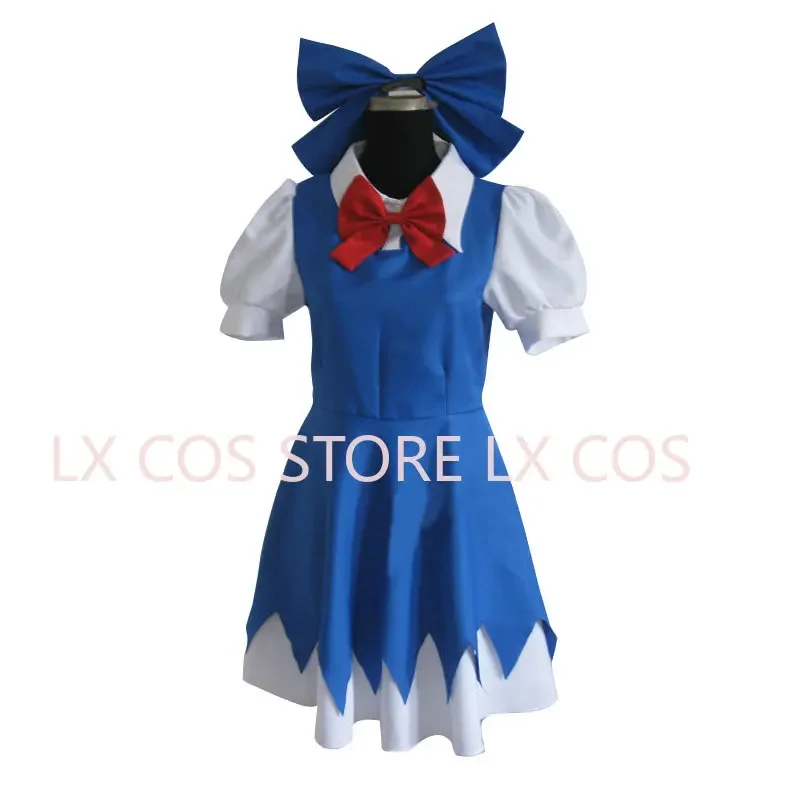 

Anime Touhou Cirno Cosplay Costume Women Dress bow Party Clothing