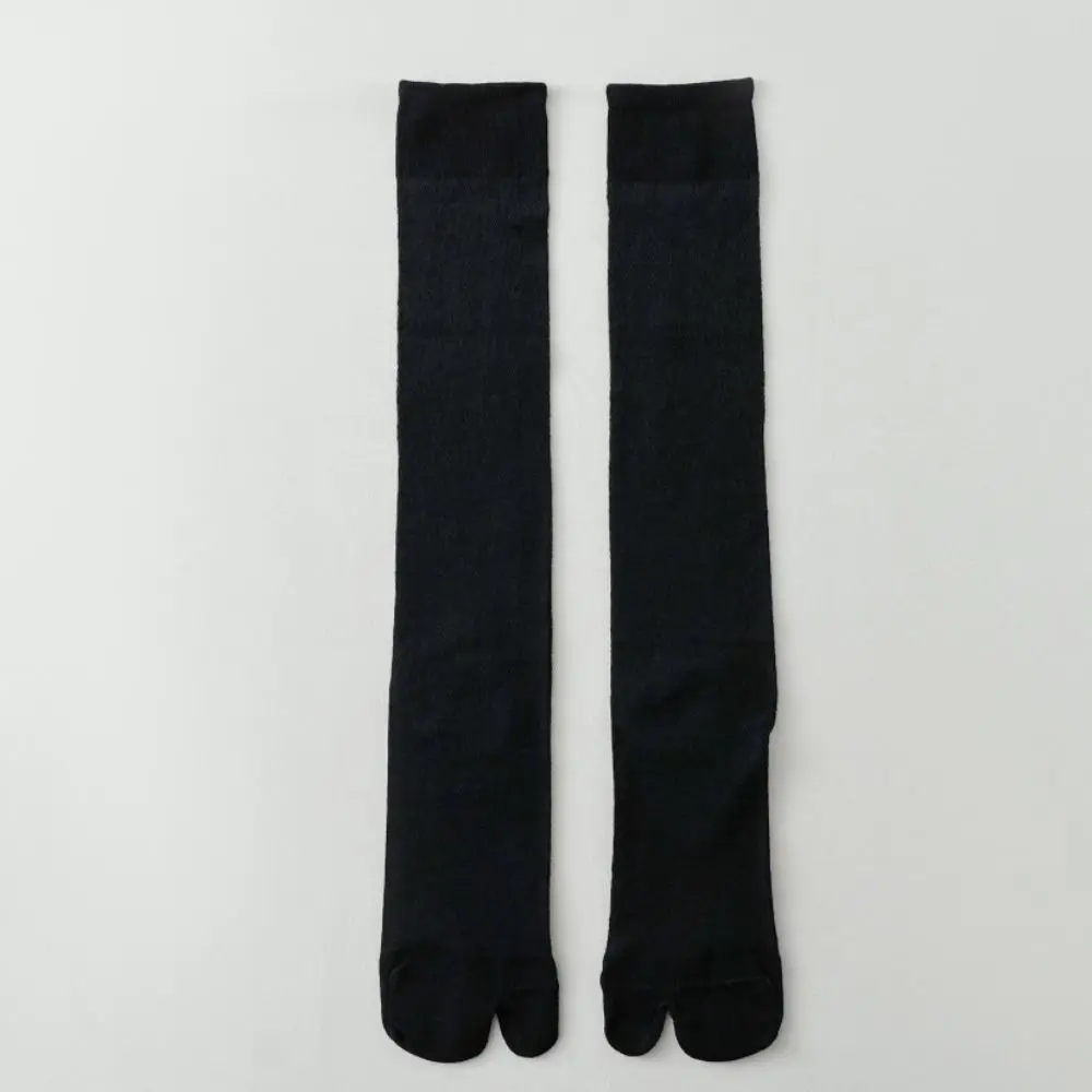 Macio cor sólida joelho meias altas ultra-fino malha plissado dois dedos meias meias jk bezerro meias longas streetwear