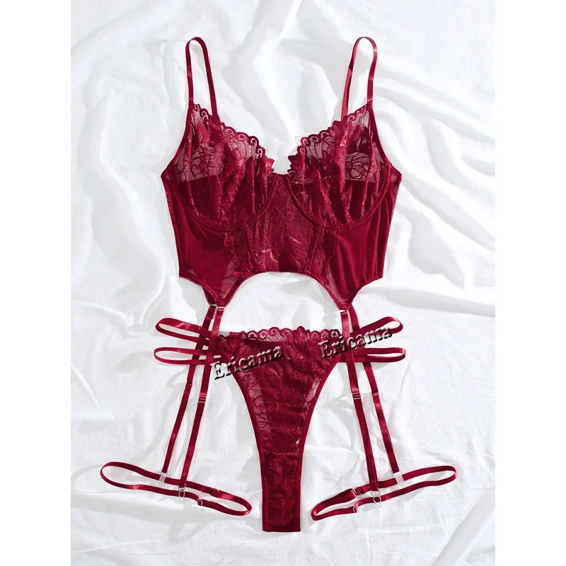 Lingerie Set Lace Garter Lingerie Set With Choker Women Intimates Underwear Bra And Thongs Ladies Underwear Set Erotic Bra Sets