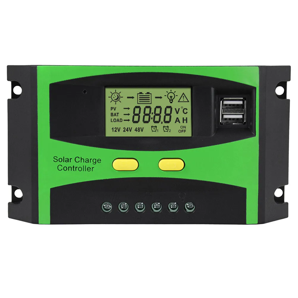 20A 12V 24V Solar Regulator Charge Controller Large LCD Display Short Circuit Reverse Polarity Protection for Solar Generator