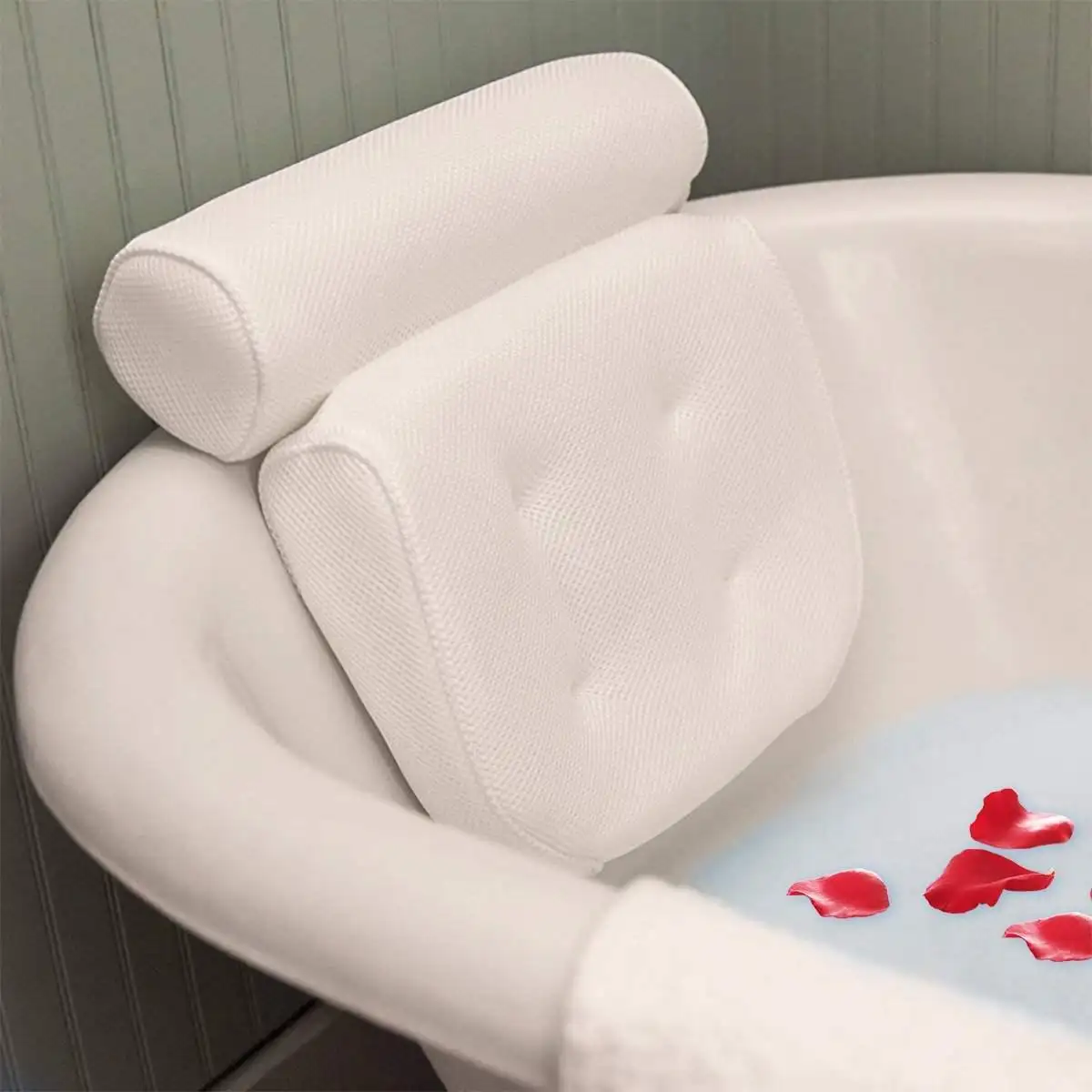 Non-Slip SPA Bath Pillow with Suction Cups Bath Tub Neck Back Support Headrest Pillows Thickened Home Cushion Bathroom Accersory