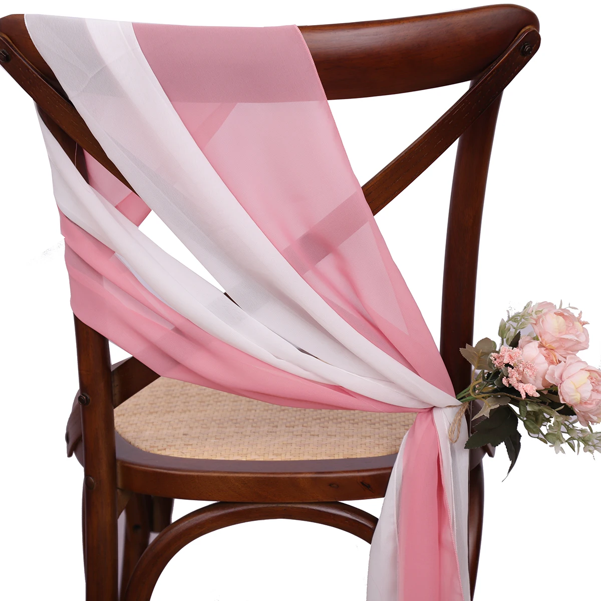 Imagem -03 - Chiffon Cadeira Sashes Grupo Casamento Chair Covers Wedding Party Ribbon Corredor Cadeira Decor 17x275cm 24 Pcs Rosa