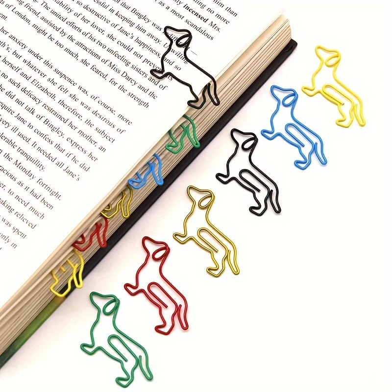 Multicolor Dachshund Shaped Metal Paper Clips, Creative Animal Bookmark Clips for Office Document Organization and Stationery