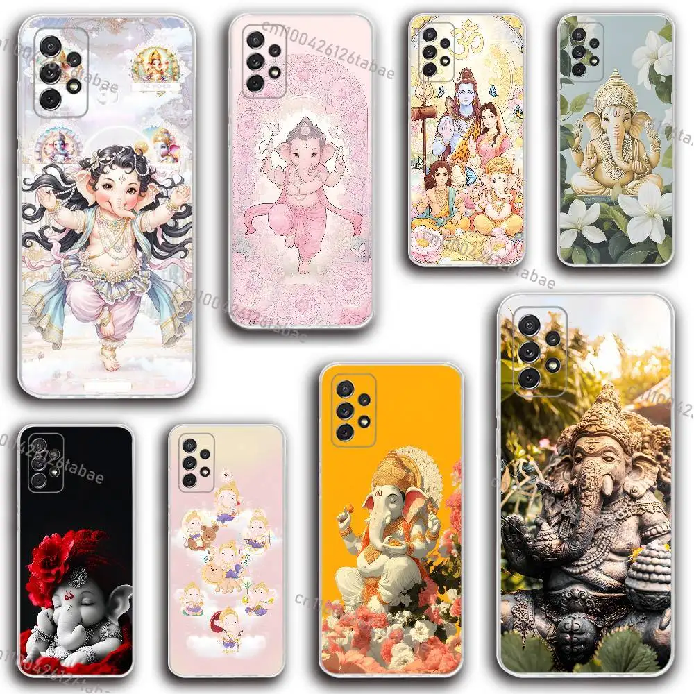 

Cute Ganesh Elephant God Phone Case Silicone For Samsung S30,23,21,22,20 FE lite,S10,9,PIus Note20ultra Soft Transparent