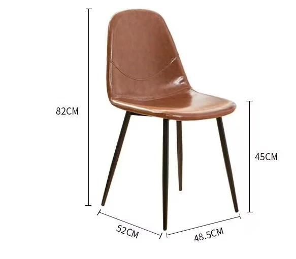 #@Mid Century Leather Chrome High Back Kitchen Room Designer Dining Chair for Dining