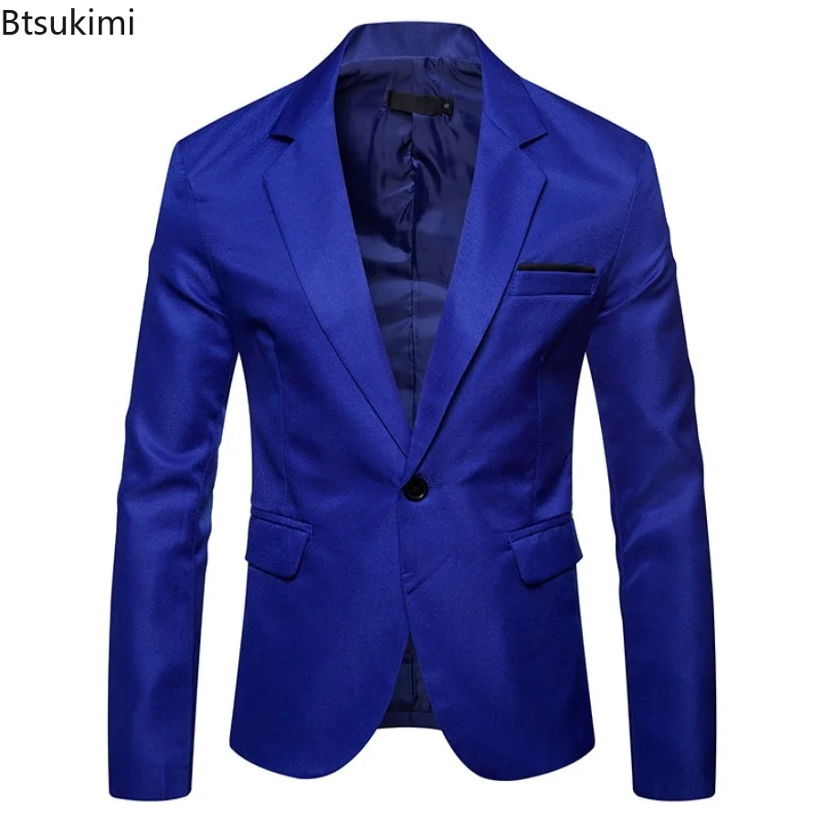 2024 Men's Formal Suit Jackets Slim Fit Solid Blazer Coars Male Business Party Club Casual Suits for Men One Button Blazer Suits