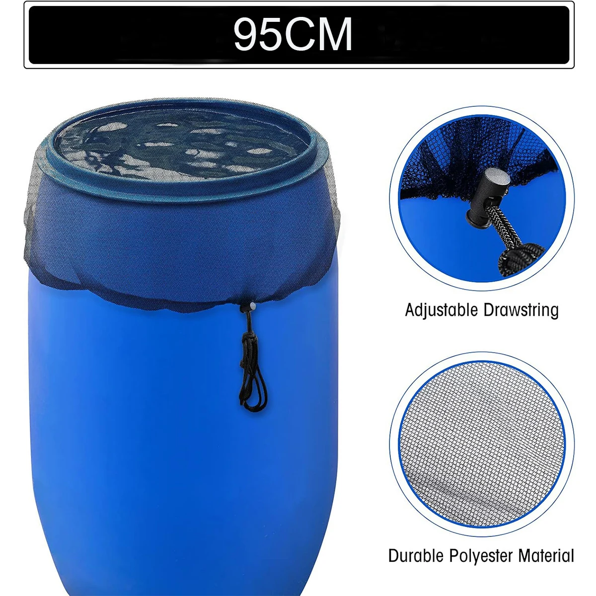 Rain Barrels Mesh Cover With Drawstring Rain Barrel Netting Screen Preventing Fallen Leaves Debri And Small Objects Barrel Cover