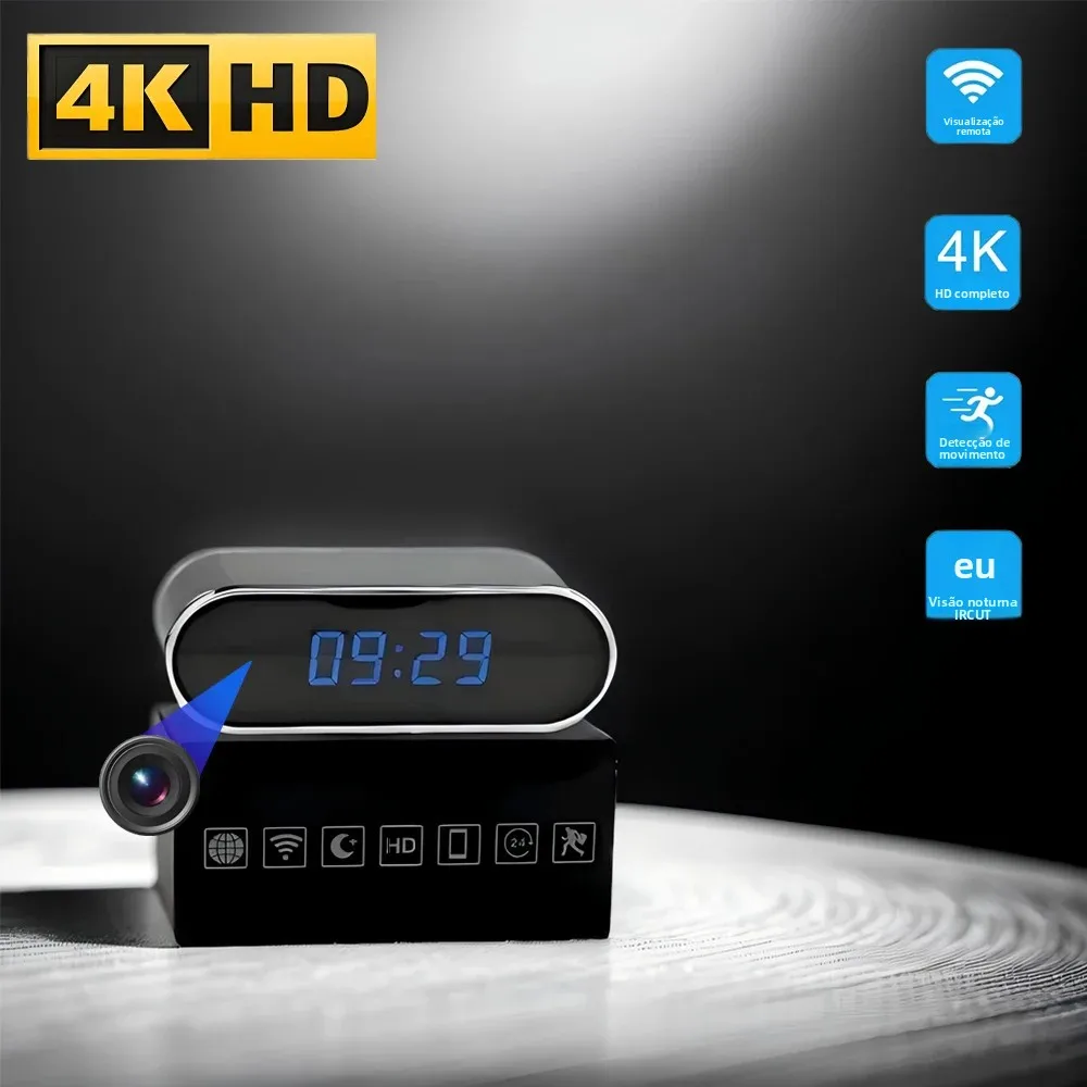 Nova Versão Atualizada, Câmera Mini 4K FHD, Clareza Aprimorada, Visão Noturna Infravermelha, Detecção de Movimento, Visualização Remota WIFI