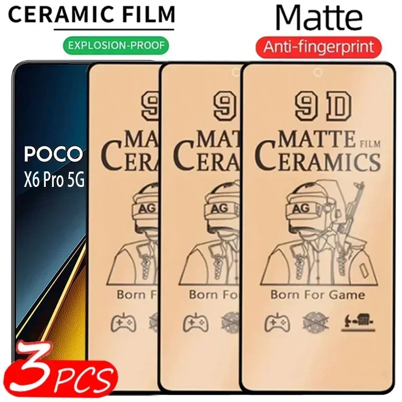 

3PCS Matte Ceramic Film For Xiaomi POCO X6 X5 Pro X3 NFC X4 GT Screen Protector For POCO F6 F4 F5 M6 M5S M4 M3 Pro C65 Soft Film