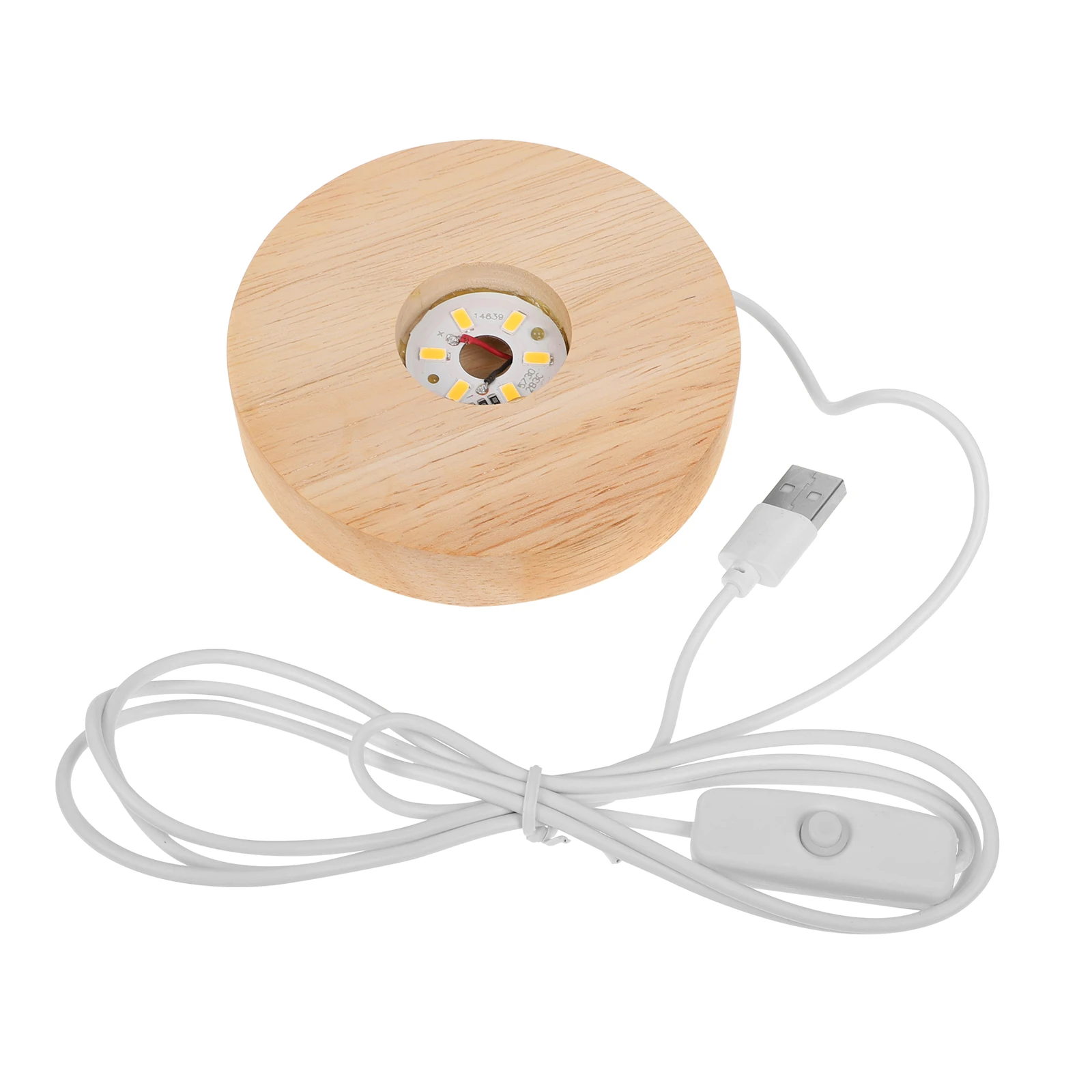 

Wooden Lamp Holder Round Crystal Ball Stand LED USB Light Base for Bedroom Small Night Decor Home Adornment