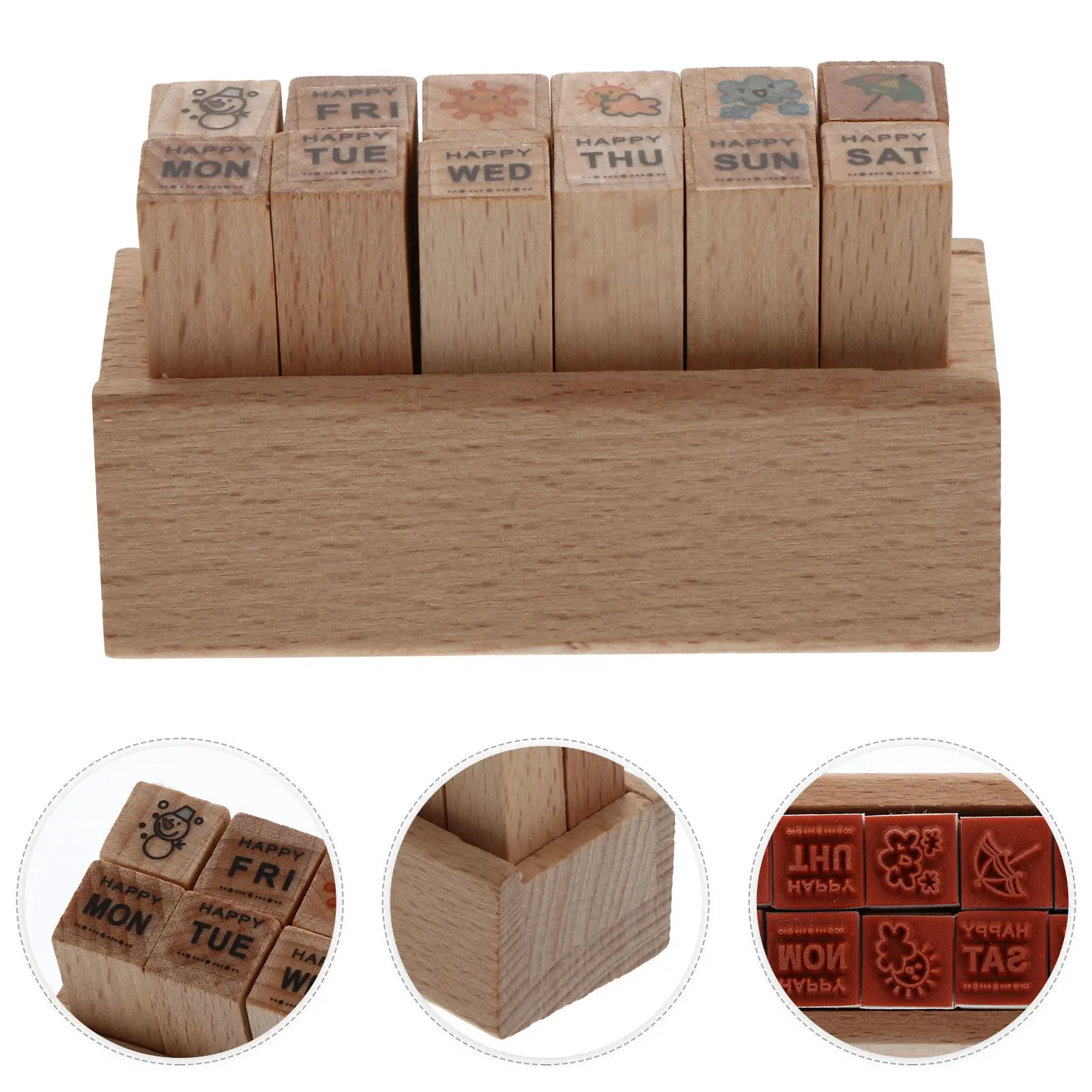Vintage Diary Stamps 12 Piece Wooden Journal Stamp Set for Scrapbooking Planner Crafts and Storage