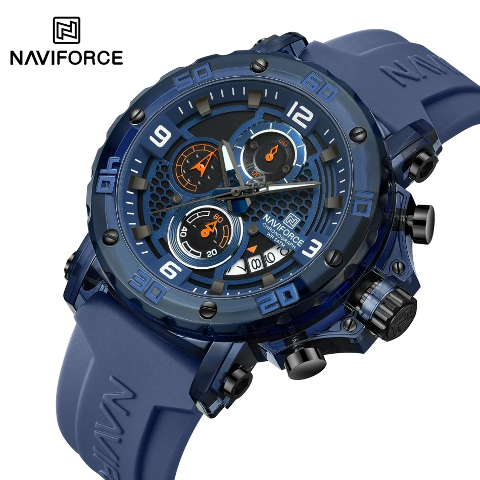 

NAVIFORCE 7123 Роскошные модные мужские кварцевые часы с силиконовым ремешком, спортивные часы с автоматической датой, водонепроницаемые часы 5TM для мужчин