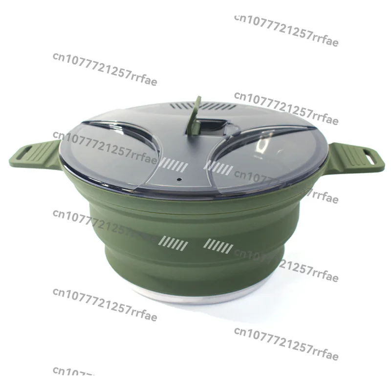 

Новый складной горшок для кемпинга на открытом воздухе, силиконовый походный горшок для приготовления пищи, портативный набор для пикника, горшок из нержавеющей стали, посуда для кемпинга