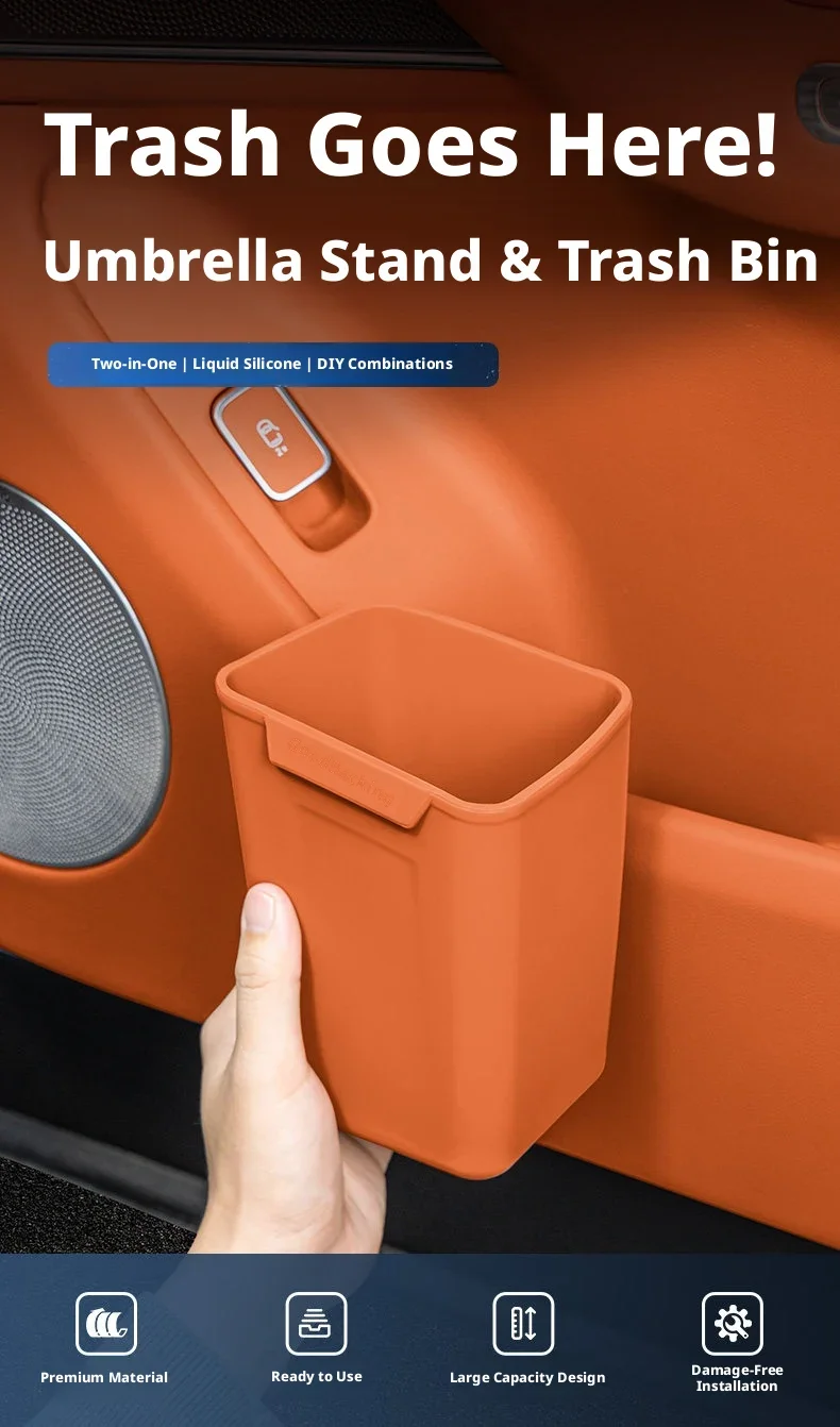 Silikon-Autotür-Aufbewahrungsbox, Mülleimer, multifunktionaler Auto-Tür-Aufbewahrungseimer, Regenschirm-Organizer für Autozubehör – Detail 1