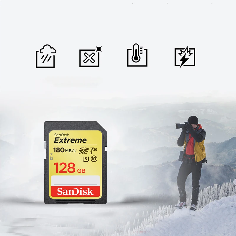 SanDisk-울트라/익스트림/익스트림 프로 SD 카드, 32GB 클래스 10 SDHC 플래시 메모리 카드 64GB 128GB 256GB SDXC C10 SD 카드 U3 V30 4K UHD