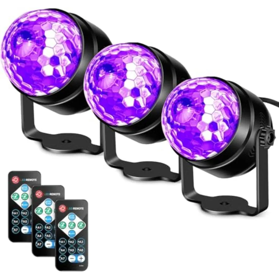 

UV Black Light for Glow Party, Sound Activated Party Light with Remote, LED Disco Ball Strobe Light in Dark Party Supplies, Dj