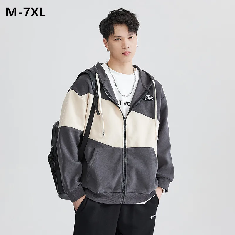 

7XL Hooded Jacket Men High Quality Hip Hop Spring Autumn Loose Thick Coats Plus Size 6XL 5XL O-Neck Teenagers Boys Male Clothes