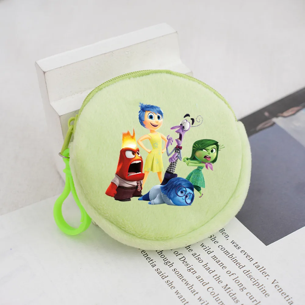 Disney Inside Out 2 Surrounding Plush Purse Candy Color Student Cute Girl Heart Coin Purse Earphone Storage Bag Wholesale