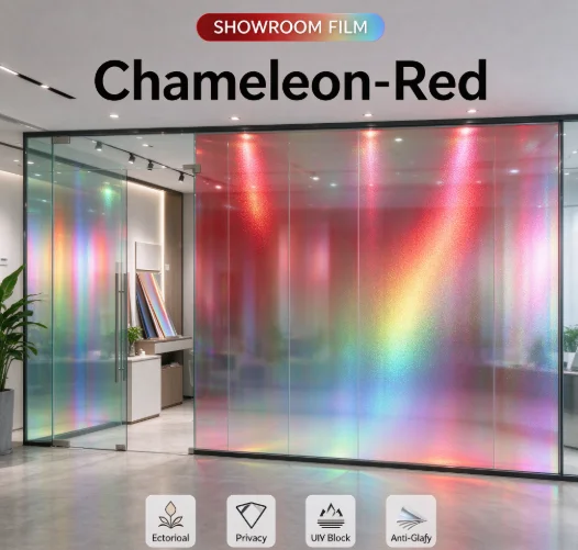 Red Chameleon PET Privacy Glass Tint Roll One Way Vision Window Film Heat Rejection Anti UV DIY Fit Home Office Car Window