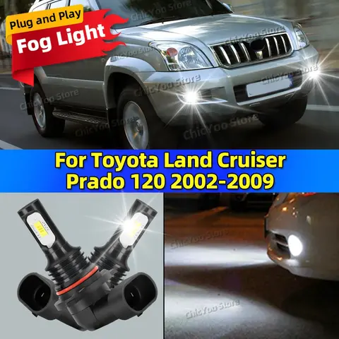 2pcs LED Bulbs Car Fog Light 6000K Anti-Glare Lamp For Toyota Land Cruiser Prado 120 2002 2003 2004 2005 2006 2007 2008 2009