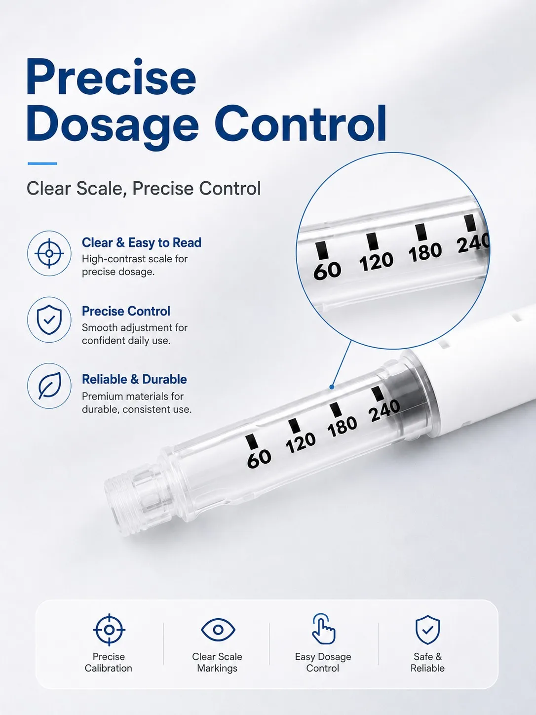 Disposable Insulin Pen, Portable Diabetes Medication Pen for Daily Home Travel Use, Lightweight Easy Carry Design