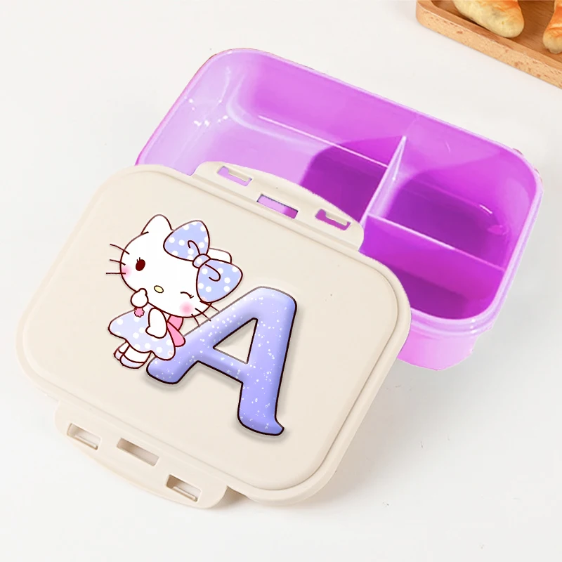 

Hello Kitty Lunch Box Sanrio Cartoon Anime Letter A-Z Pattern Bento Boxs Sealed Large Capacity Single-layer Rice Box Picnic Boxs
