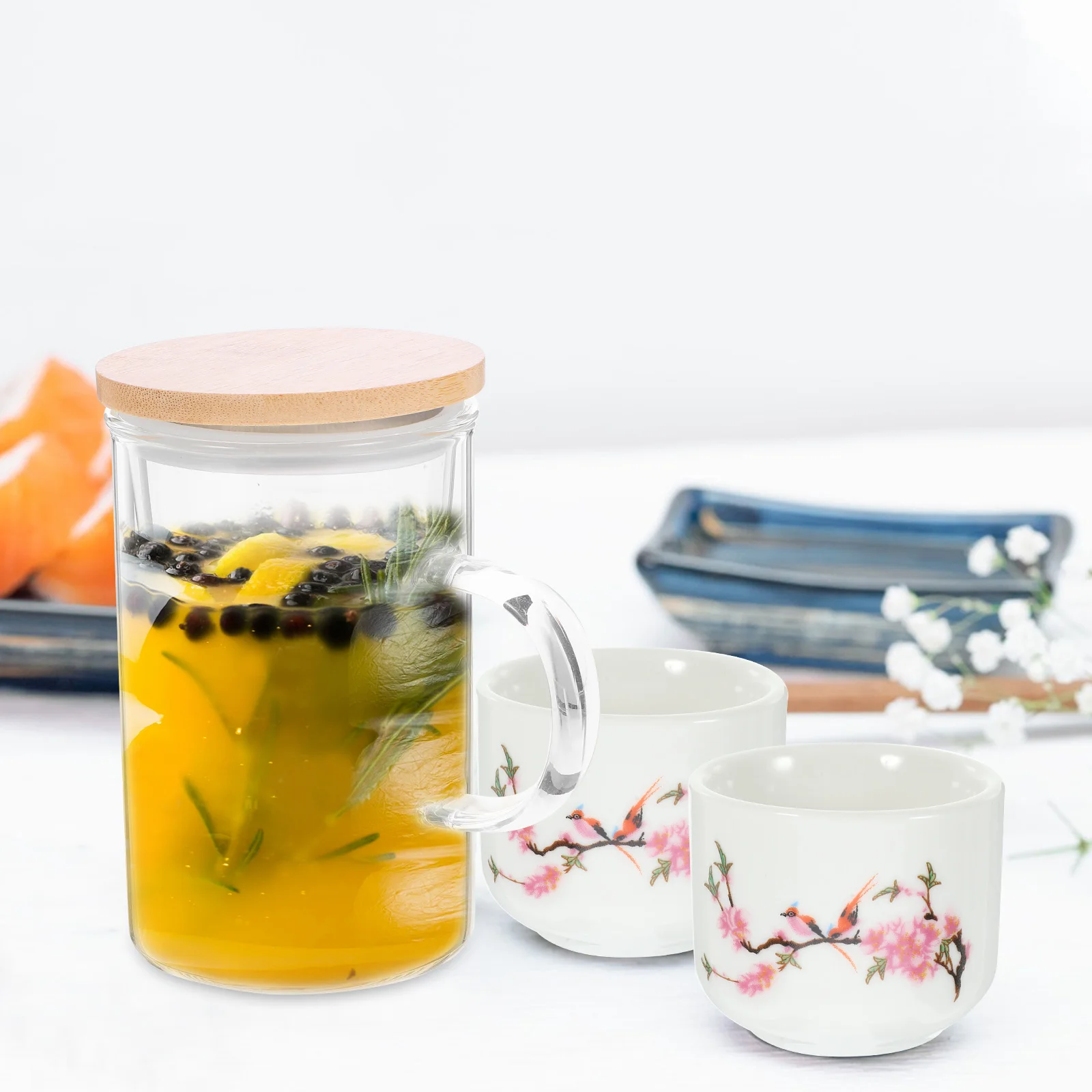 

Borosilicate Glass Tea Cup 500ml Double Layer Heat Insulation Japanese Style Tea Water Separator Guanshan Filter Coffee Milk