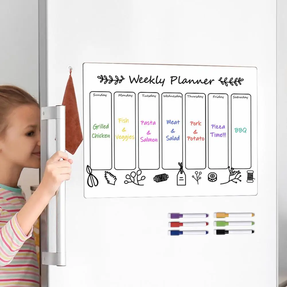 Erasable Weekly Planner Refrigerator Weekly Planner Magnetic Whiteboard Weekly Planner Set 9pcs for Fridge with for Home
