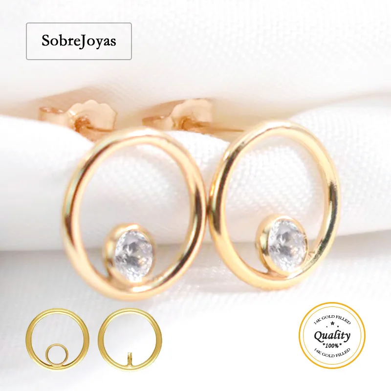 

14-каратное золото, круглые серьги-гвоздики 10/15 мм, Tarnish, ювелирные изделия «сделай сам», оптовая продажа, серьги