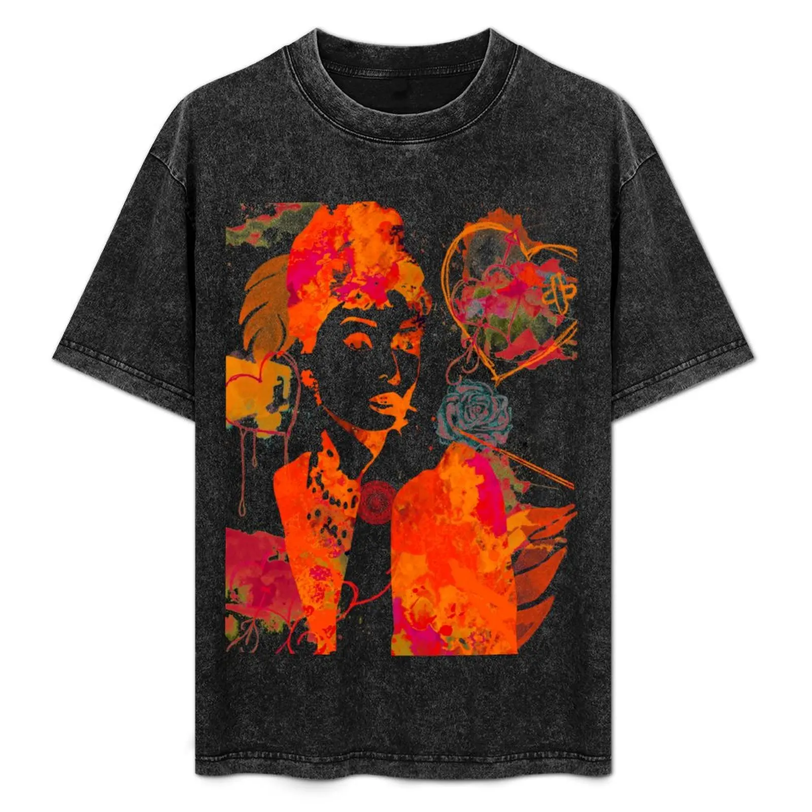 

Audrey Hepburn fire colours T-Shirt Independence Day Short Sleeve T-Shirt