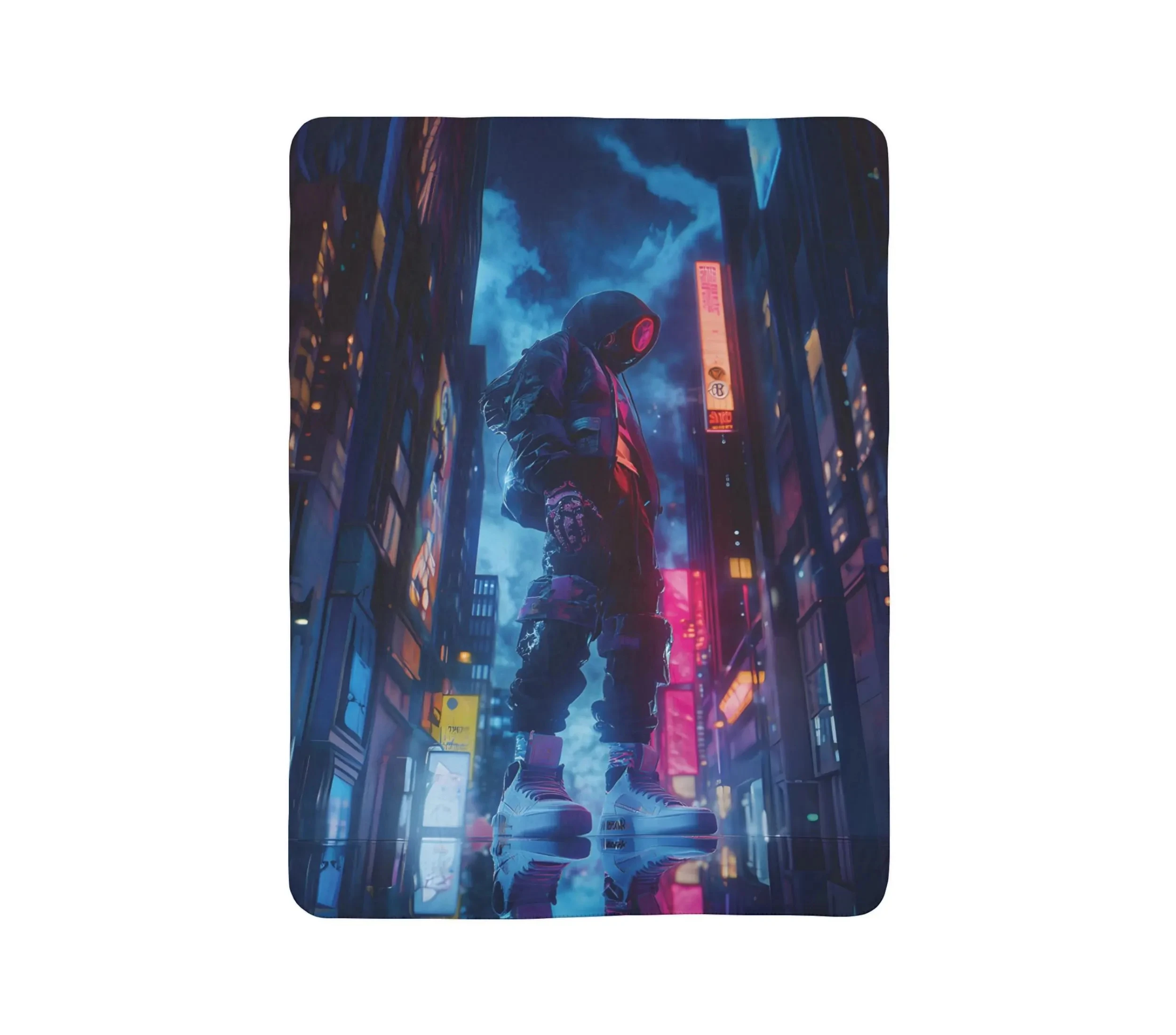 Cyberpunk Hip-hop Aethestic Fleece Blanket, Rapper Blanket Throw, Sci-fi Home Decor, SCI-FI Wall Art, Gift, Boy Room Decor