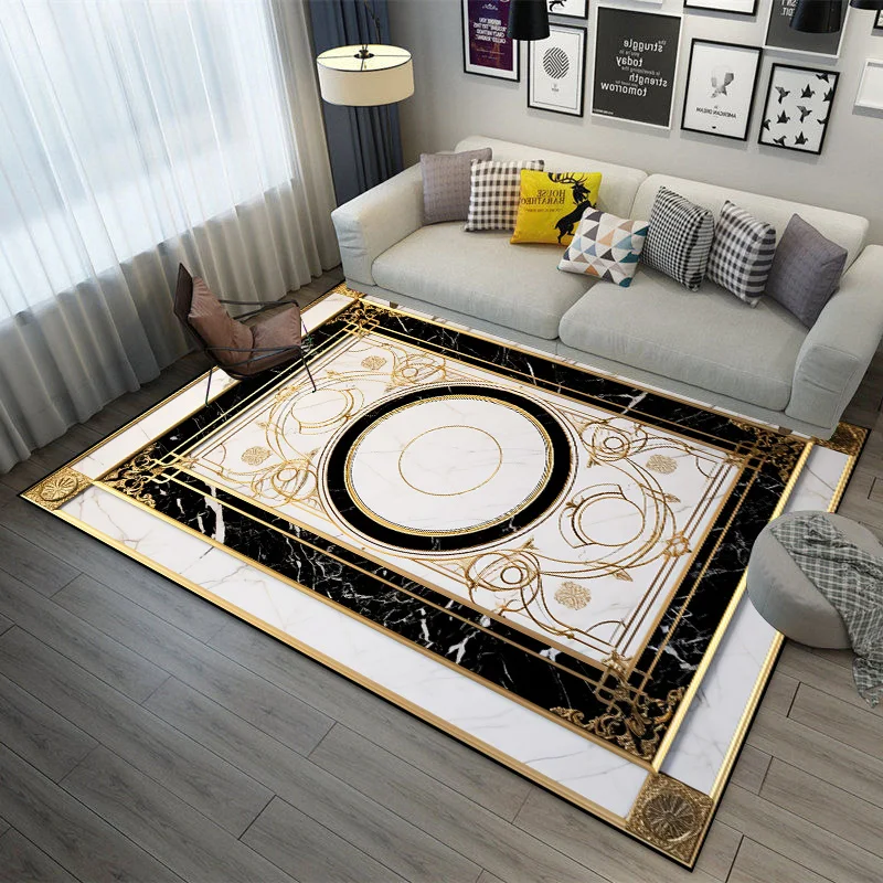 European Luxury Marble Carpets for Living Room Non-slip Washable Rugs for Bedroom Large Area Decoration Home Coffee Tables Mat