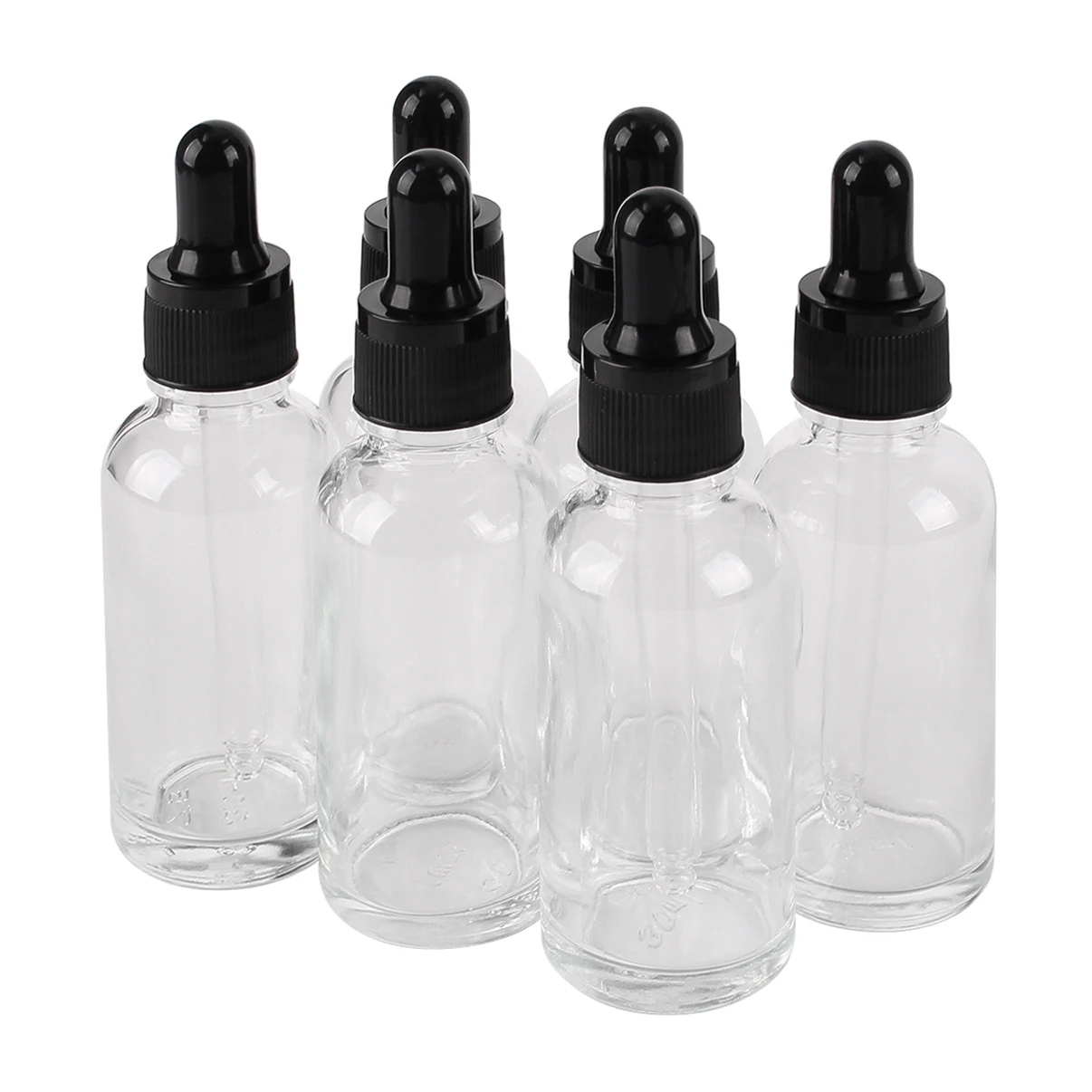 

6 Pieces/lot 5ml 10ml 15ml 20ml 30ml 50ml 100ml Transparent Glass Dropper Bottle with Glass Pipette for Essential Oils Cosmetic