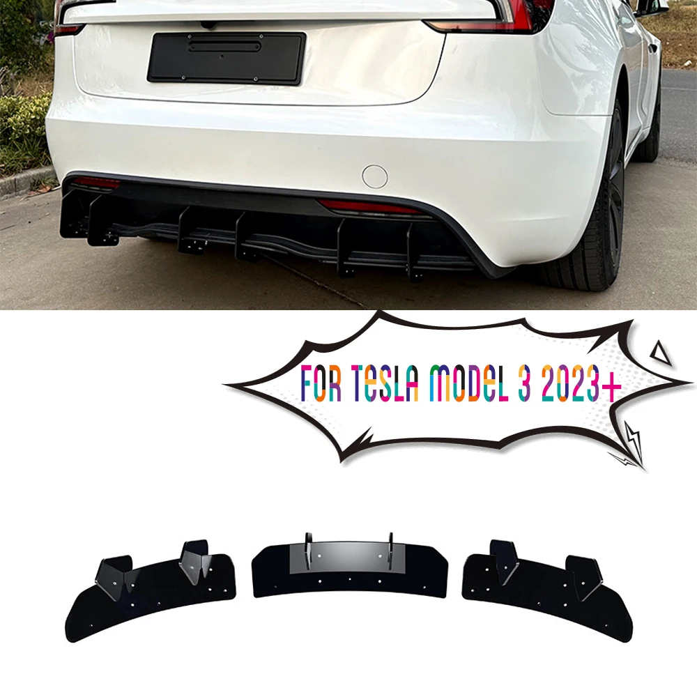 

Car Rear Lip Tail Spoiler Protection Cover Rear Bumper Lip Diffuser Splitter Plate Trim For Tesla Model 3 2023+ Accessories